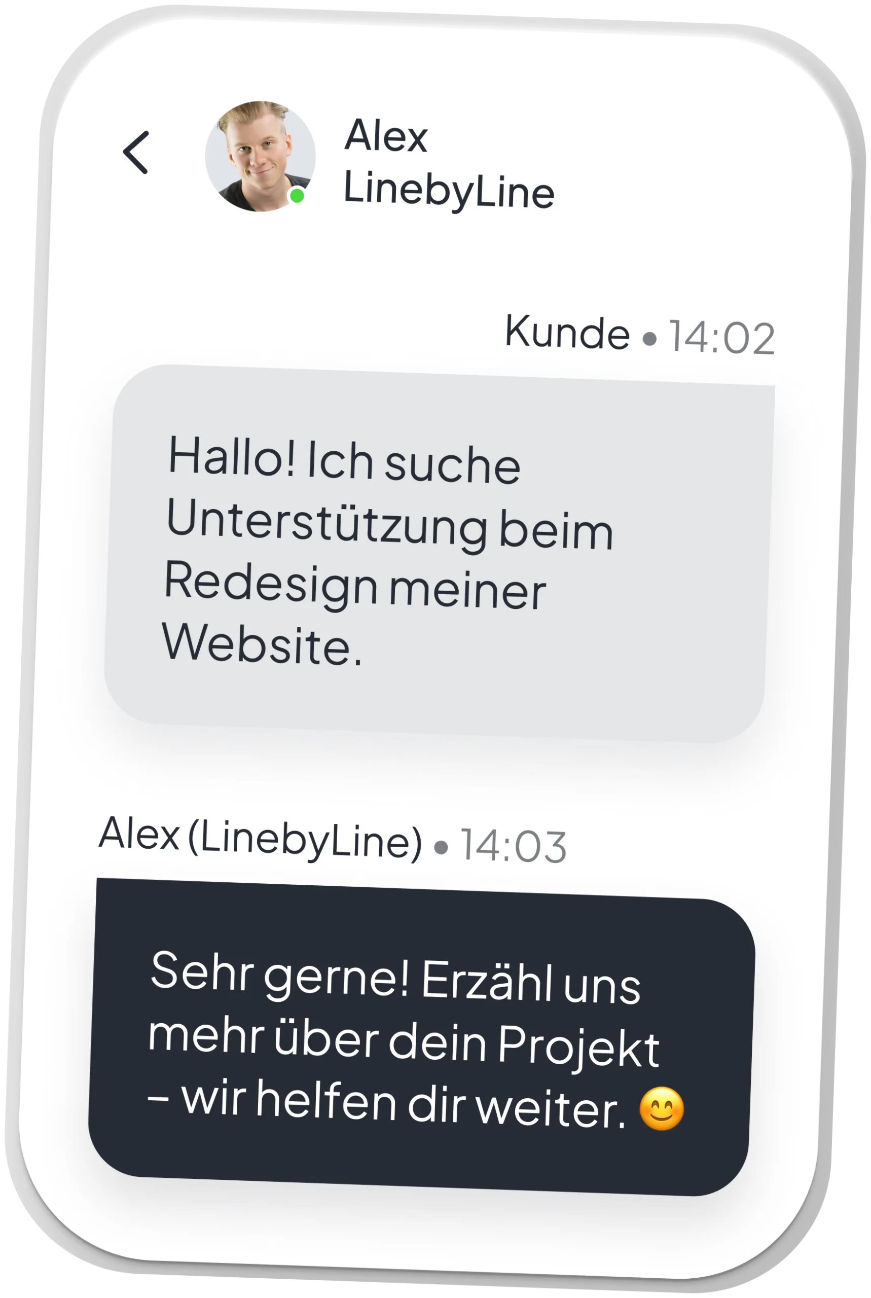 kundenchat website relaunch Besprechung
