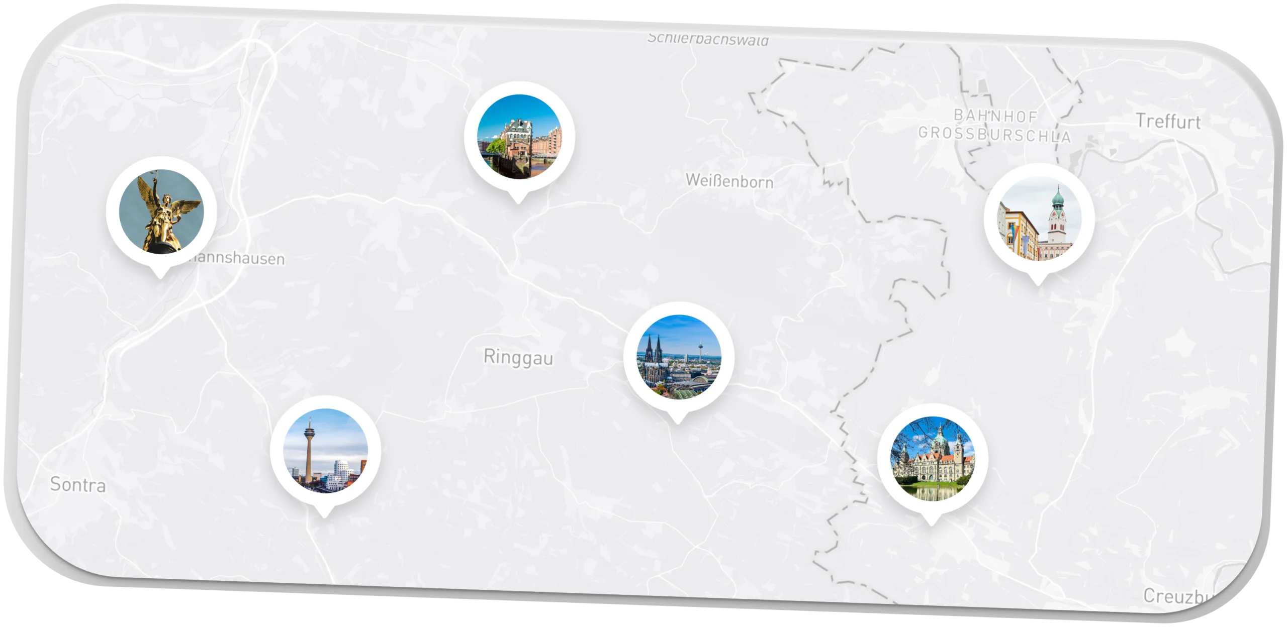 Webdesign Standorte auf Landkarte